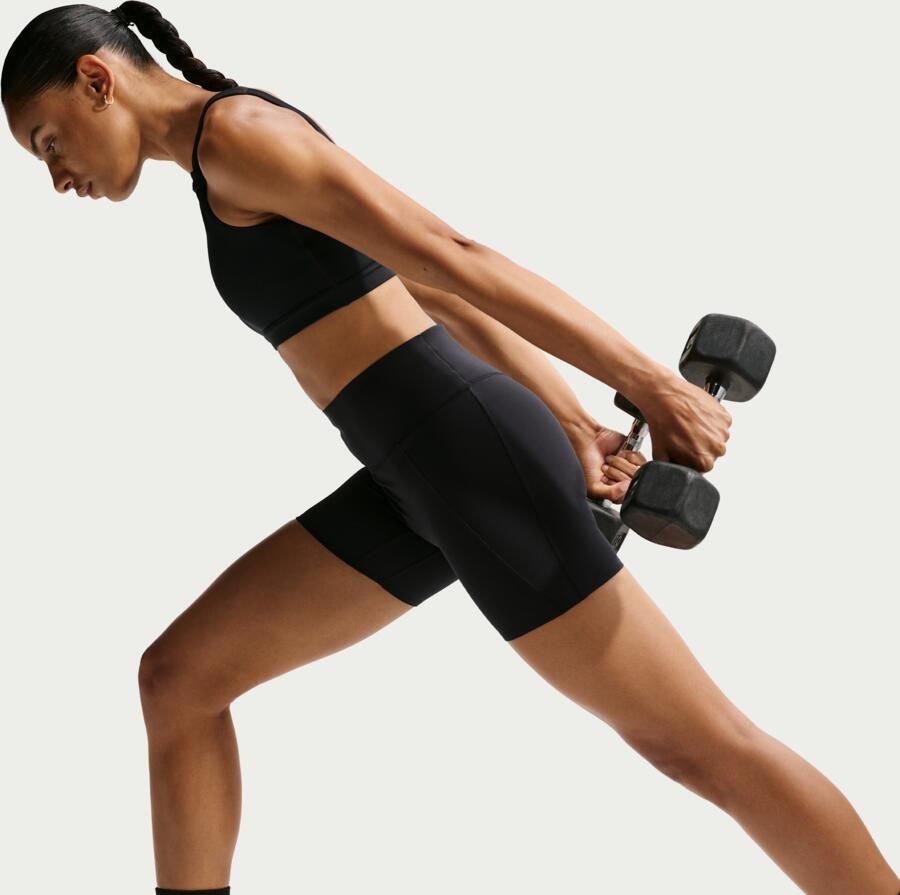 Nike Universa bikershorts met hoge taille zonder naden aan de voorkant voor dames (13 cm) Zwart - Foto 3