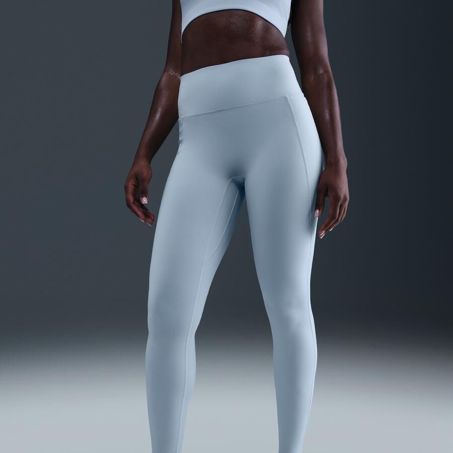 Nike Universa lange legging met hoge taille en zonder naad aan de voorkant voor dames (Plus Size) Blauw