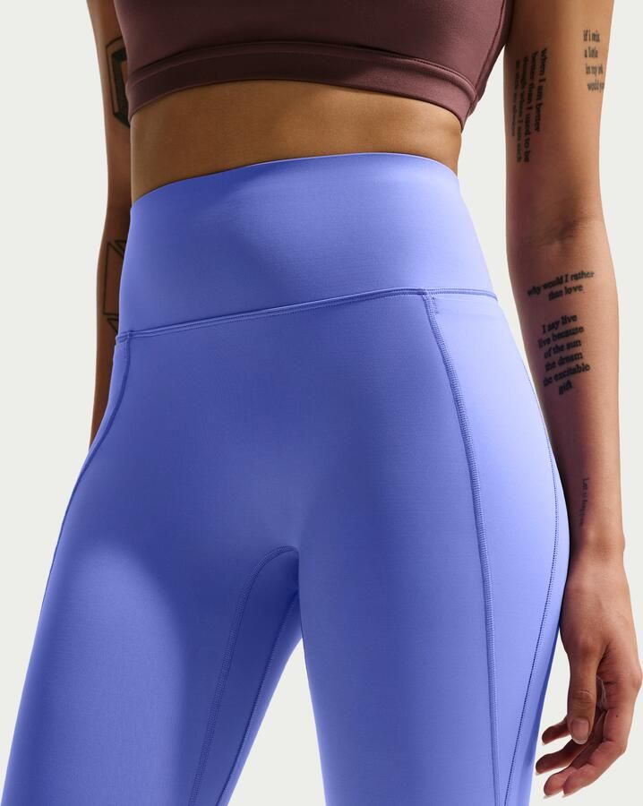 Nike Universa lange legging met hoge taille en zonder naad aan de voorkant voor dames (Plus Size) Blauw - Foto 2