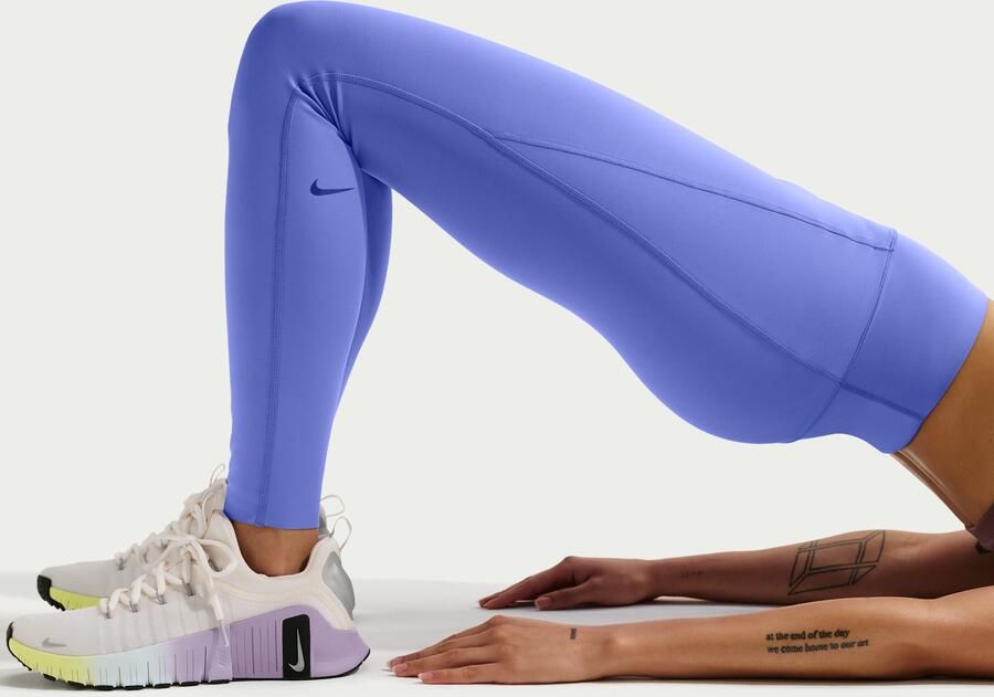 Nike Universa lange legging met hoge taille en zonder naad aan de voorkant voor dames (Plus Size) Blauw - Foto 3