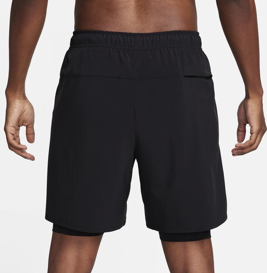 Nike Unlimited multifunctionele 2-in-1 herenshorts met Dri-FIT (18 cm) Zwart