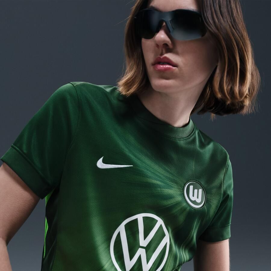 Nike Vfl Wolfsburg 2025 2026 Stadium Thuis Dri-Fit replica voetbaltop met korte mouwen voor dames Groen - Foto 2