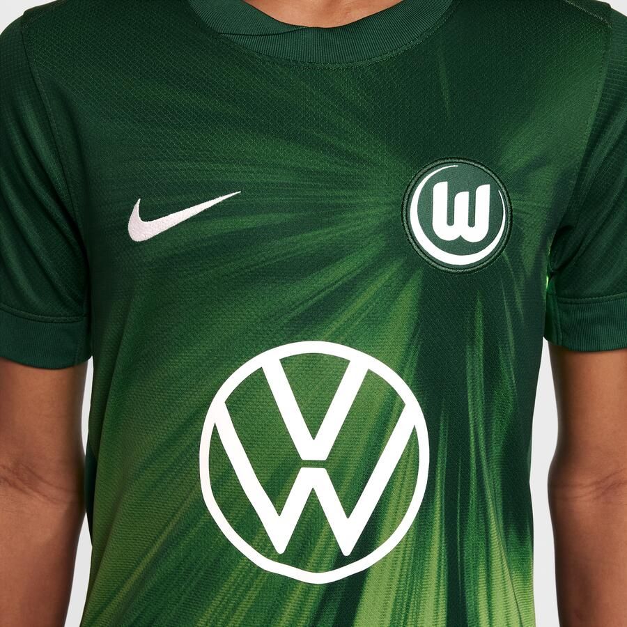 Nike Vfl Wolfsburg 2025 2026 Stadium Thuis Dri-Fit replica voetbaltop met korte mouwen voor jeugd Groen - Foto 2