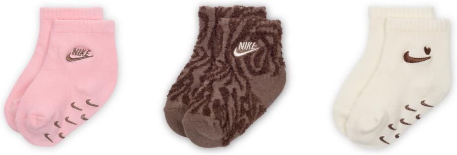 Nike Wild Warmth geribde sokken met anti-slip voor baby's peuters (3 paar) Roze - Foto 3