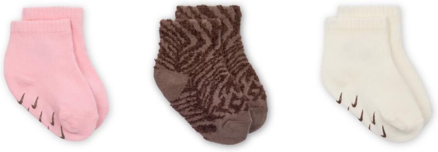 Nike Wild Warmth geribde sokken met anti-slip voor baby's peuters (3 paar) Roze - Foto 2