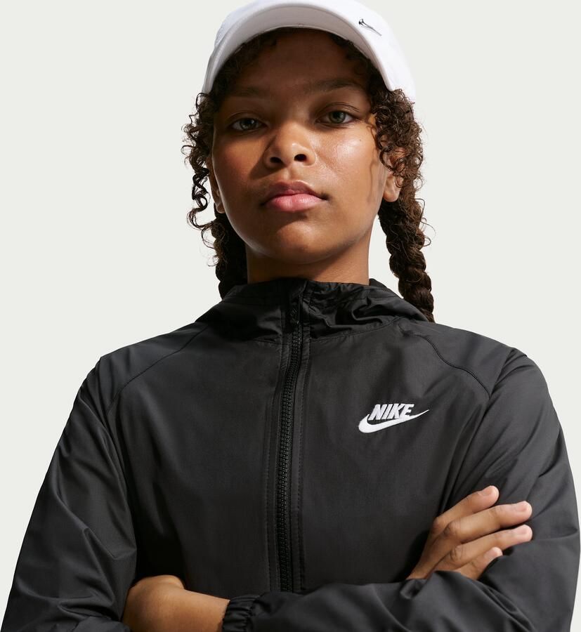 Nike Windrunner Repel kinderjack met capuchon Zwart