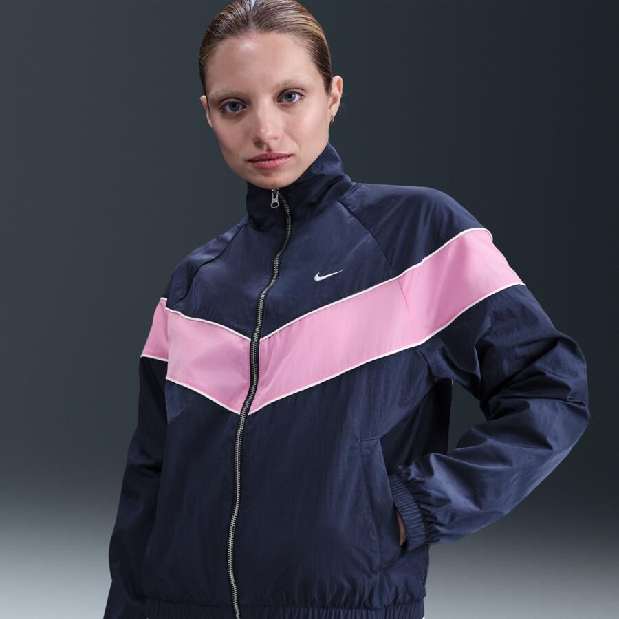 Nike Windrunner ruimvallend geweven damesjack met uv-bescherming en rits over de hele lengte Blauw - Foto 4