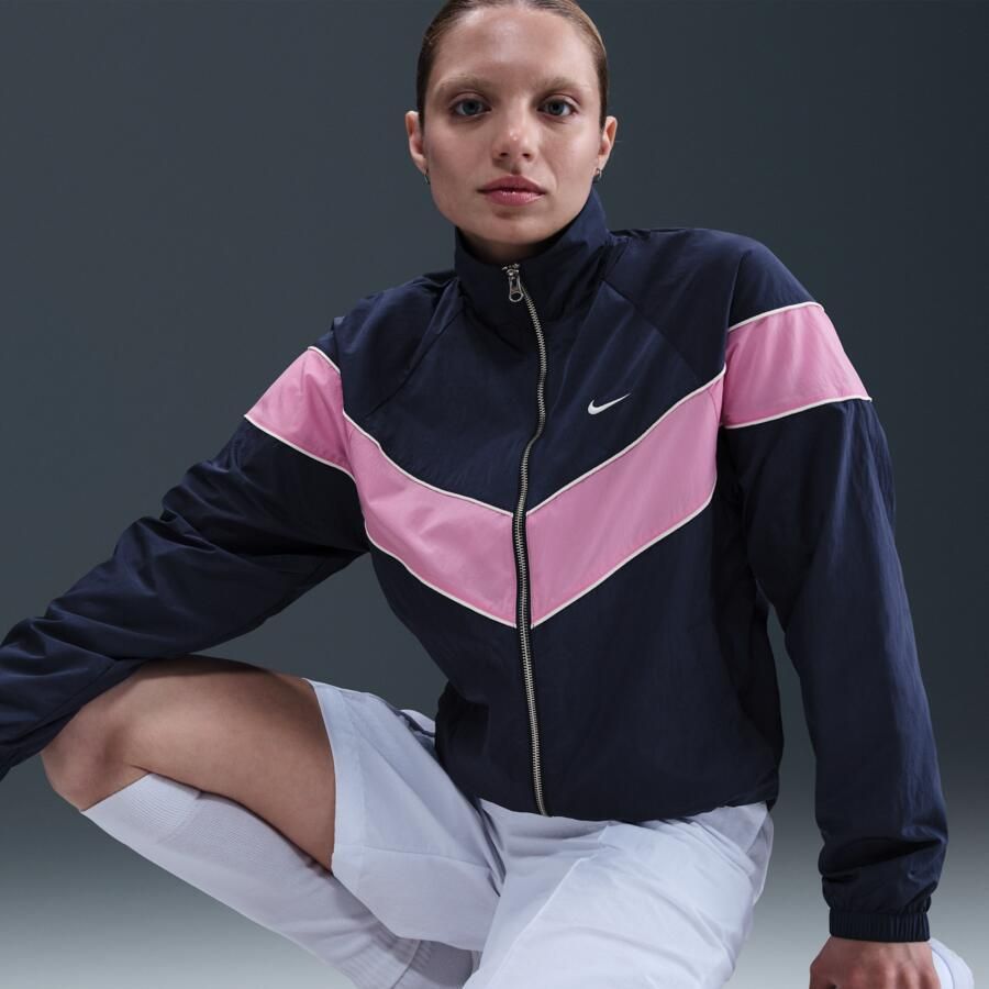 Nike Windrunner ruimvallend geweven damesjack met uv-bescherming en rits over de hele lengte Blauw - Foto 2
