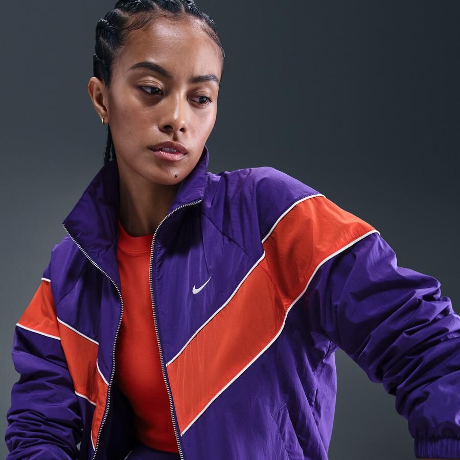Nike Windrunner ruimvallend geweven damesjack met uv-bescherming en rits over de hele lengte Paars - Foto 2