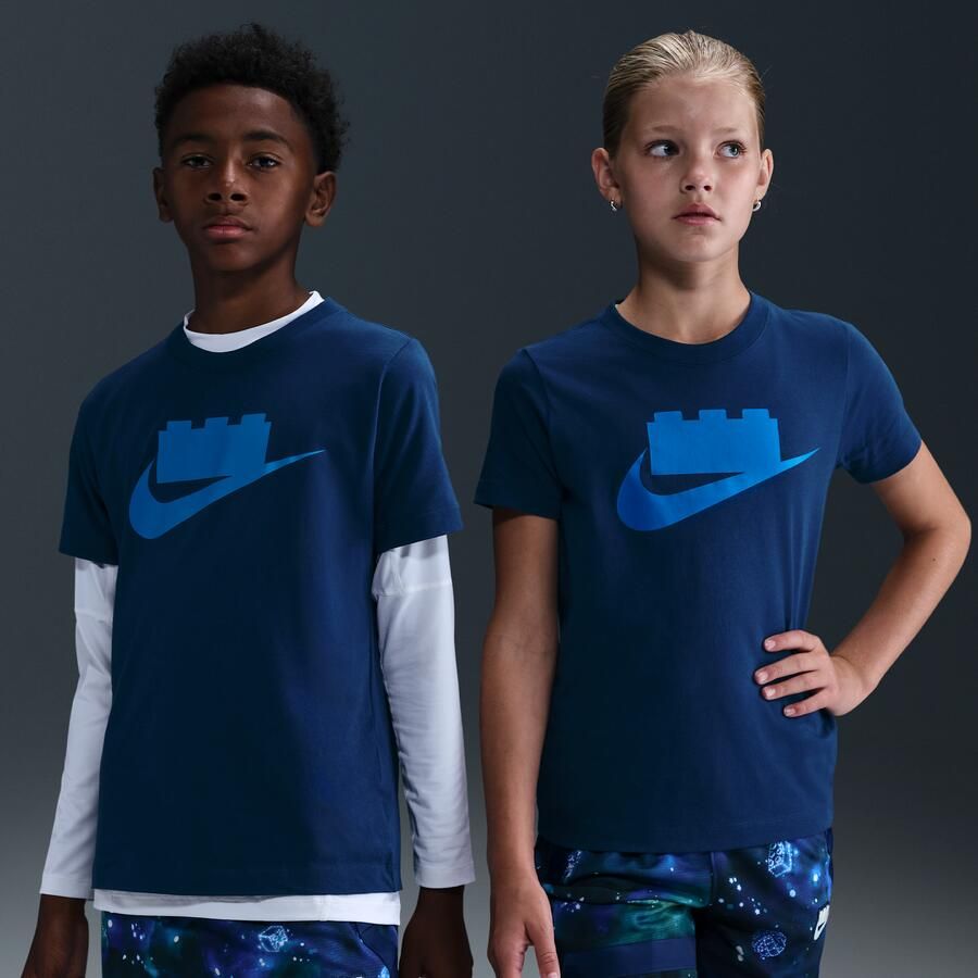Nike x LEGO Collection T-shirt met logo voor kids Blauw - Foto 4