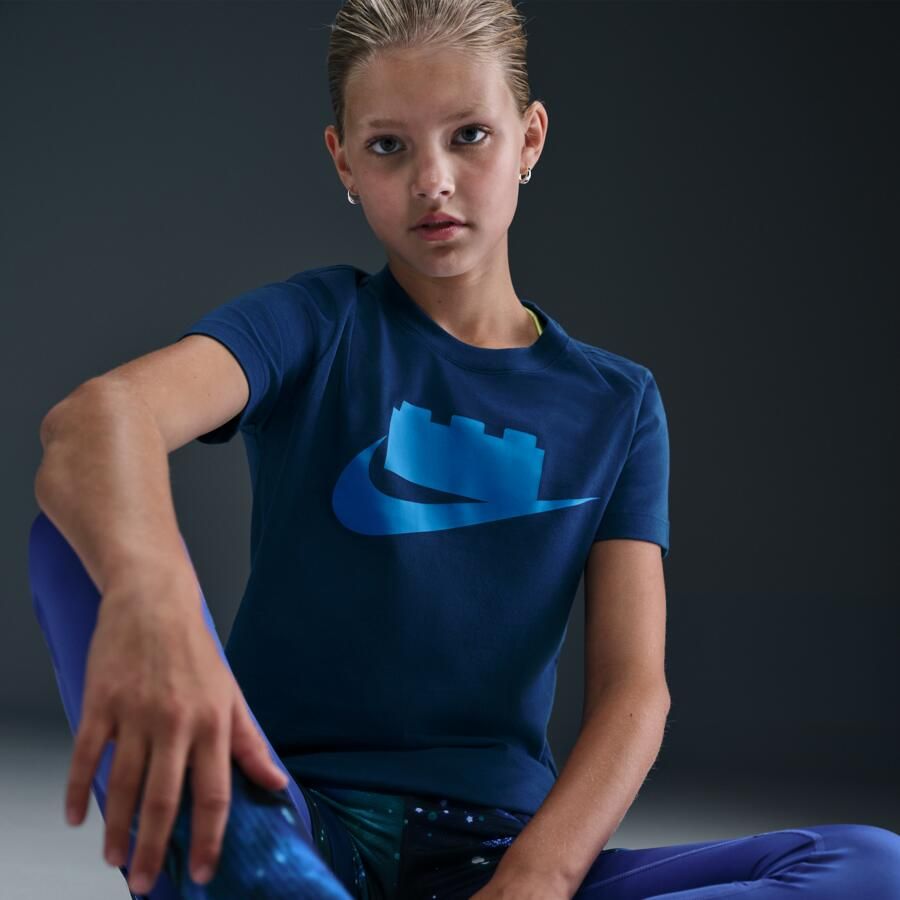 Nike x LEGO Collection T-shirt met logo voor kids Blauw