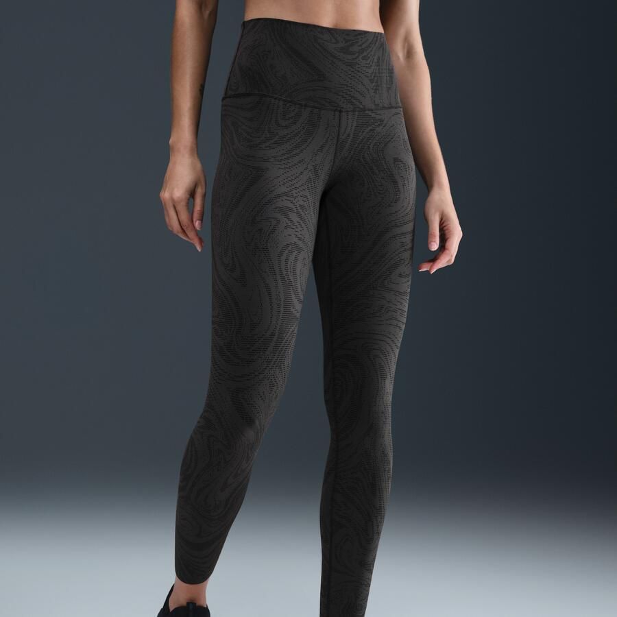 Nike Zenvy 7 8-legging met hoge taille en print voor dames Zwart