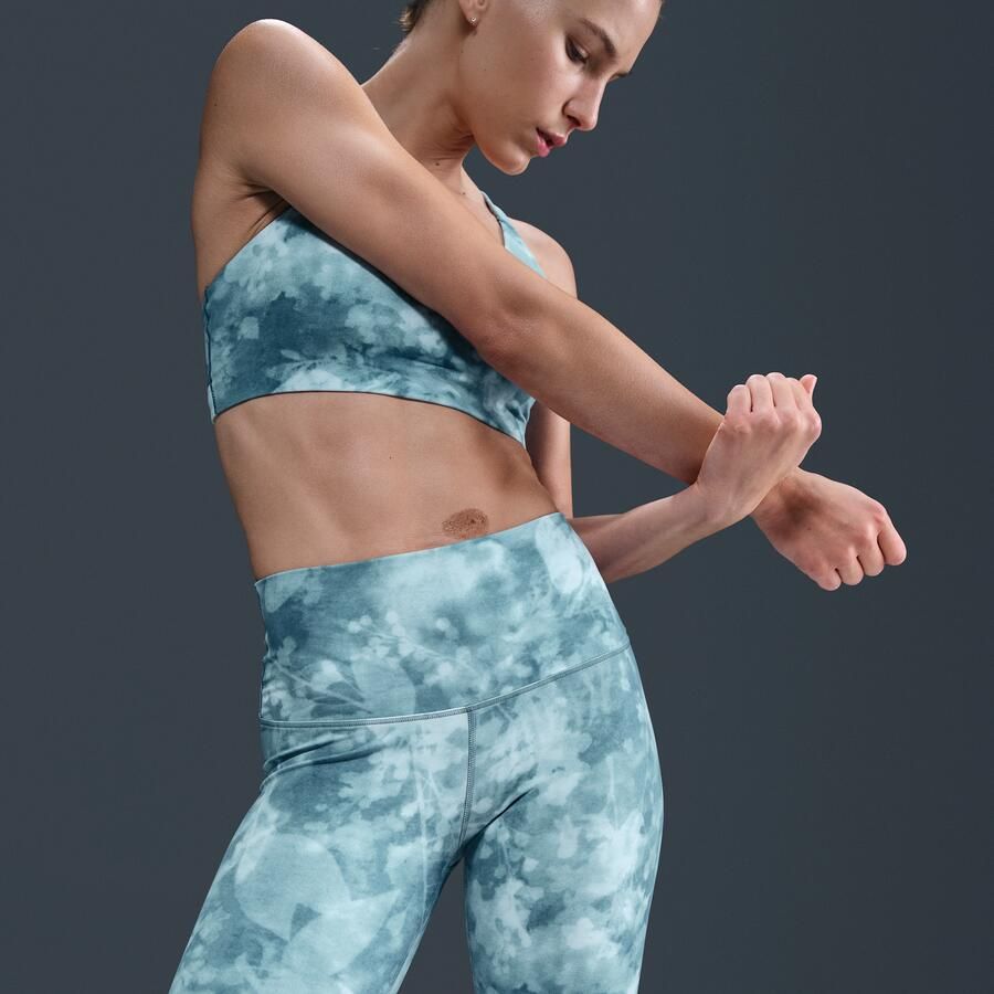 Nike Zenvy bikershorts met hoge taille en print voor dames (20 cm) Blauw