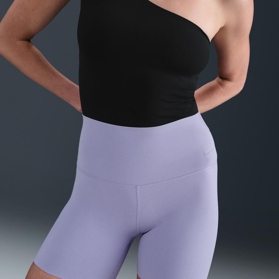 Nike Zenvy bikershorts met hoge taille voor dames (13 cm) Paars