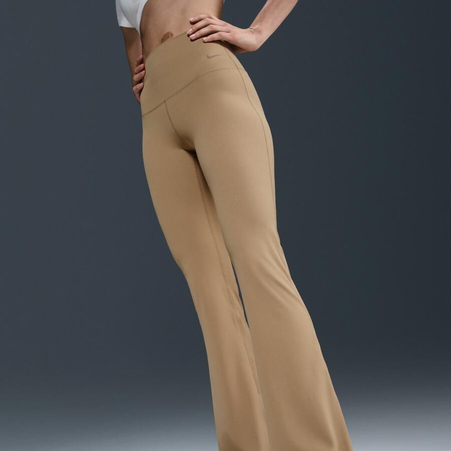 Nike Zenvy dameslegging met hoge taille en wijde pijpen Bruin