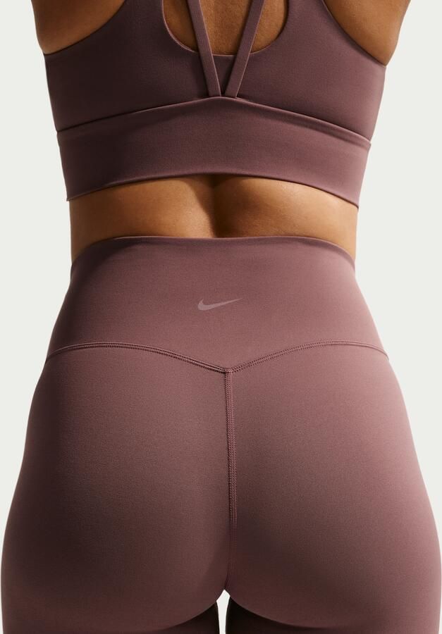 Nike Zenvy dameslegging met hoge taille en wijde pijpen zonder naad aan de voorkant Paars