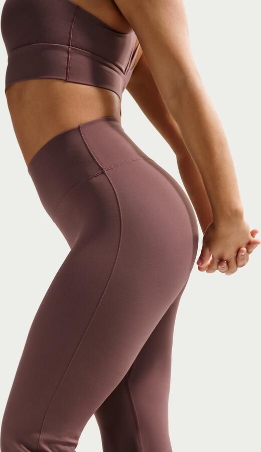Nike Zenvy dameslegging met hoge taille en wijde pijpen zonder naad aan de voorkant Paars - Foto 2