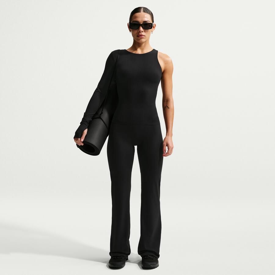 Nike Zenvy dameslegging met hoge taille en wijde pijpen zonder naad aan de voorkant Zwart - Foto 4