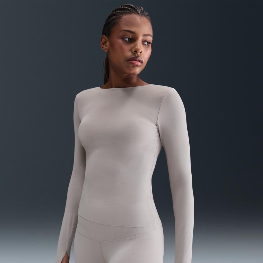 Nike Zenvy Dri-FIT damestop met lange mouwen Grijs - Foto 4