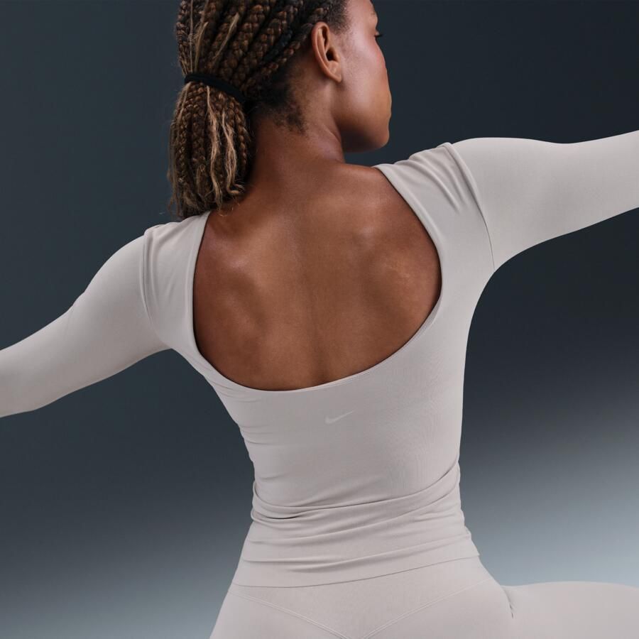 Nike Zenvy Dri-FIT damestop met lange mouwen Grijs