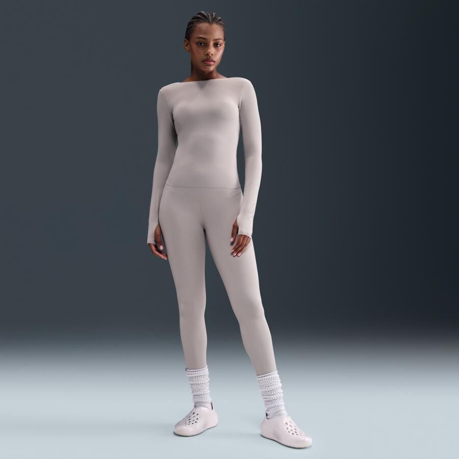 Nike Zenvy Dri-FIT damestop met lange mouwen Grijs - Foto 3