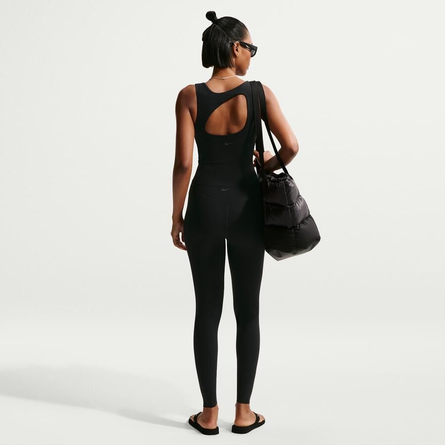 Nike Zenvy lange legging met hoge taille en zonder naad aan de voorkant voor dames Zwart
