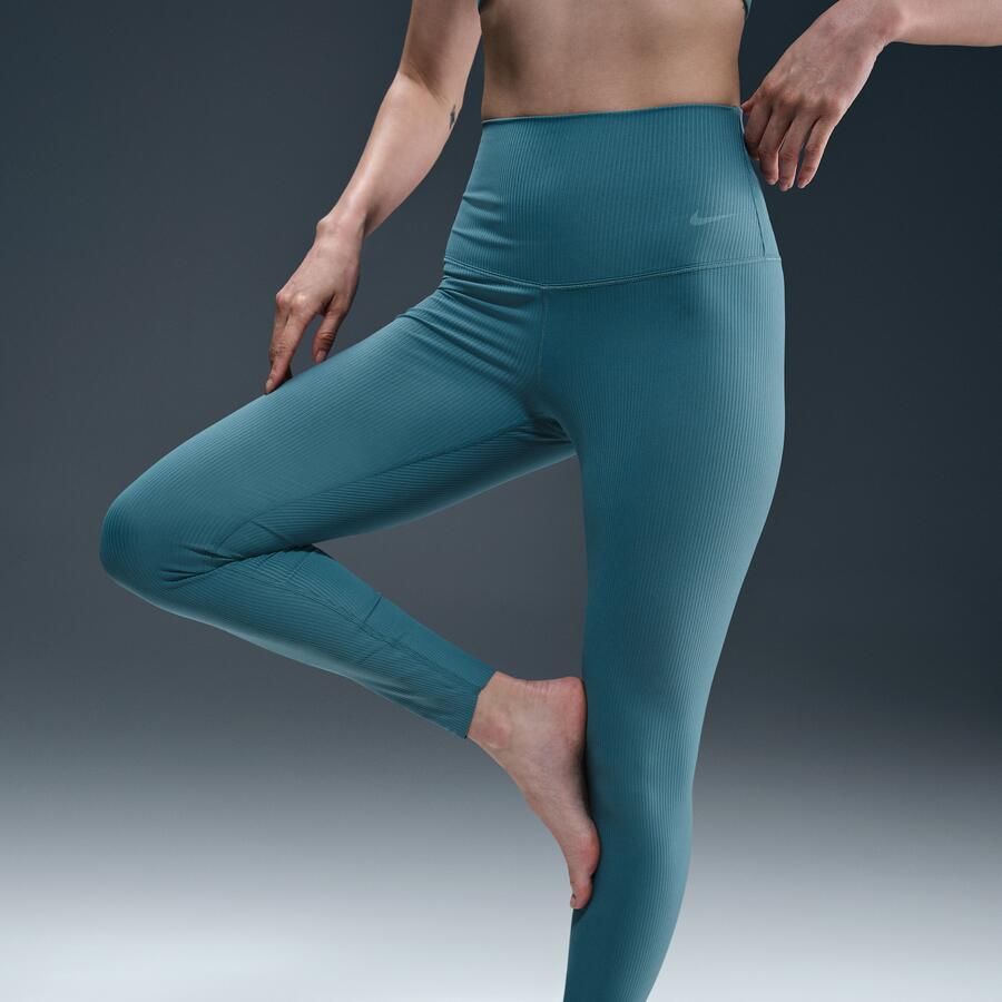 Nike Zenvy Rib 7 8-legging met hoge taille voor dames Blauw