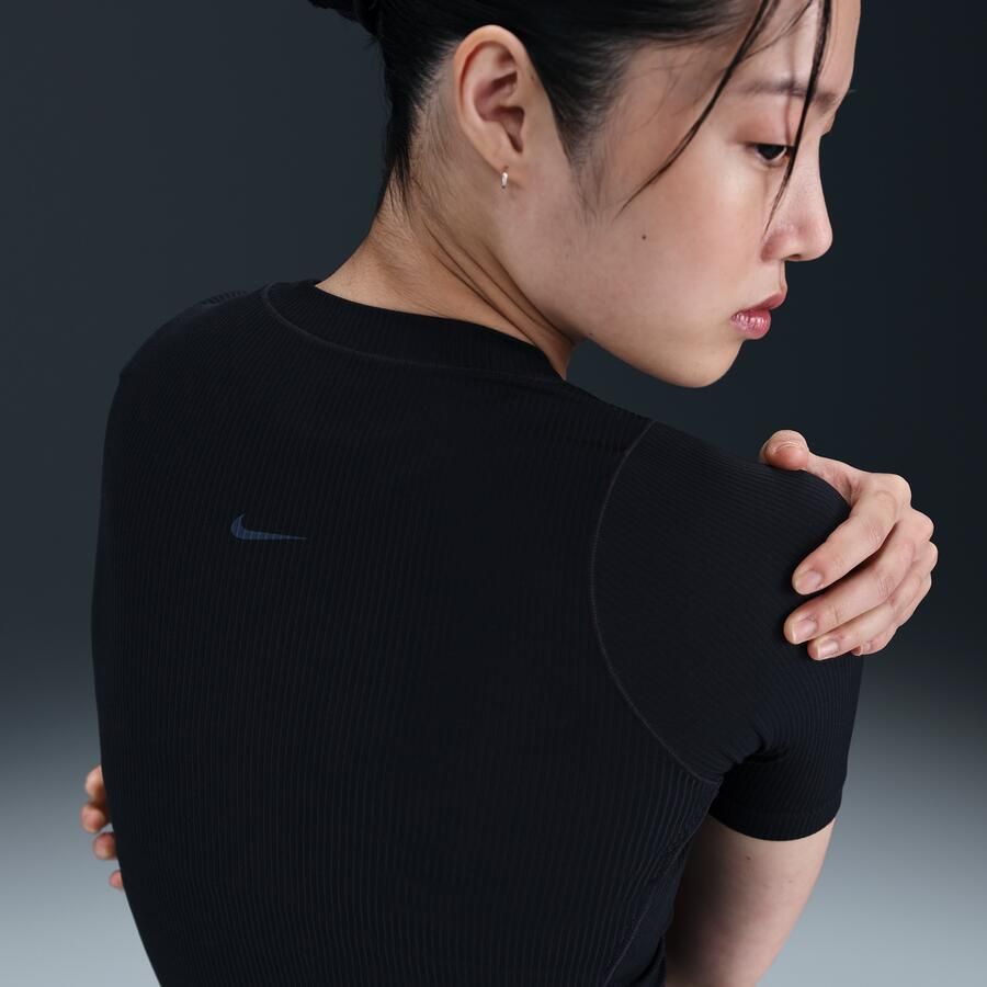 Nike Zenvy Rib Dri-FIT damestop met korte mouwen Zwart - Foto 4
