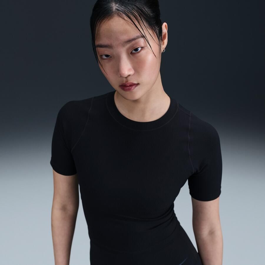 Nike Zenvy Rib Dri-FIT damestop met korte mouwen Zwart - Foto 3