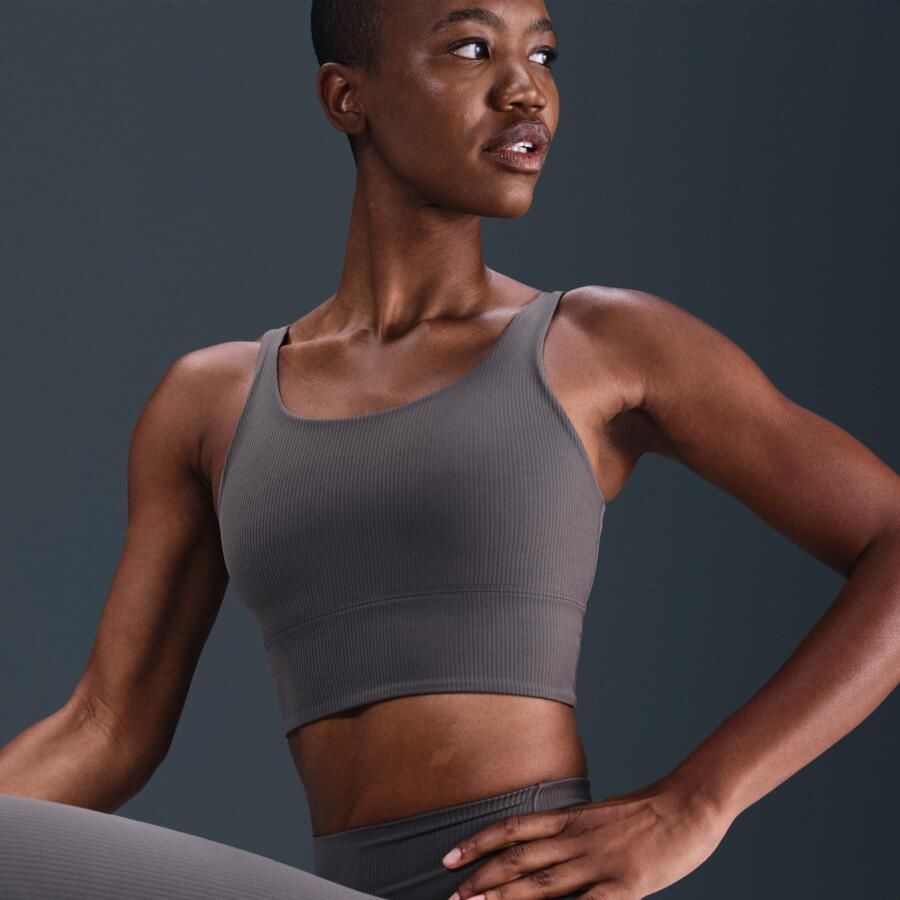 Nike Zenvy Rib lange sport-bh met vulling en lichte ondersteuning Grijs - Foto 2