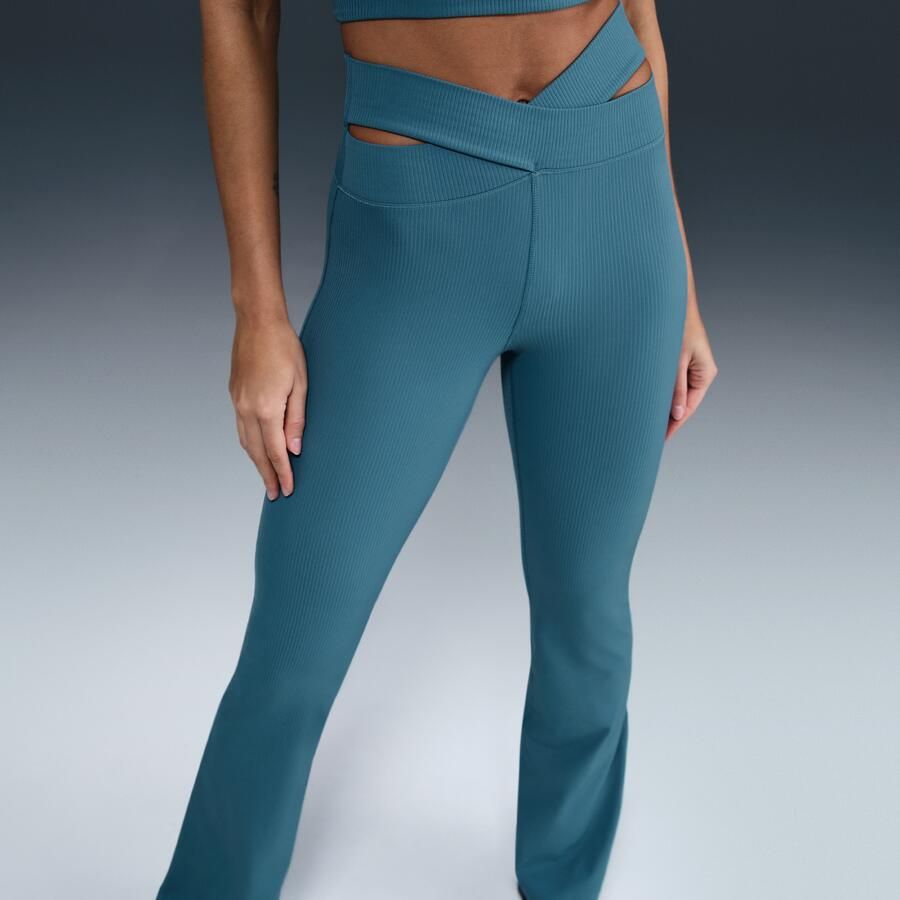 Nike Zenvy Rib legging met hoge taille en wijde pijpen voor dames Blauw