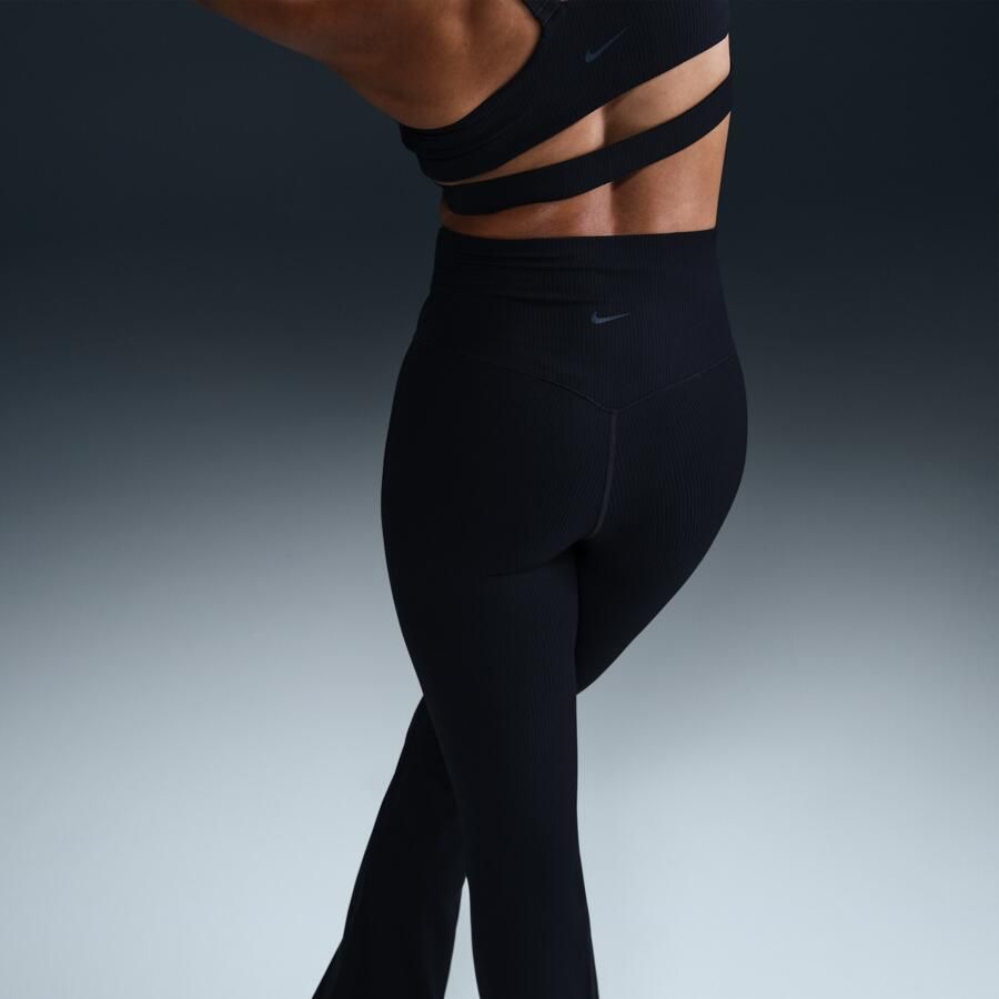 Nike Zenvy Rib legging met hoge taille en wijde pijpen voor dames Zwart