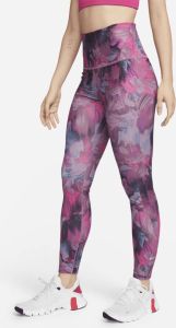 Nike One 7 8-legging met hoge taille en all-over print voor dames Roze