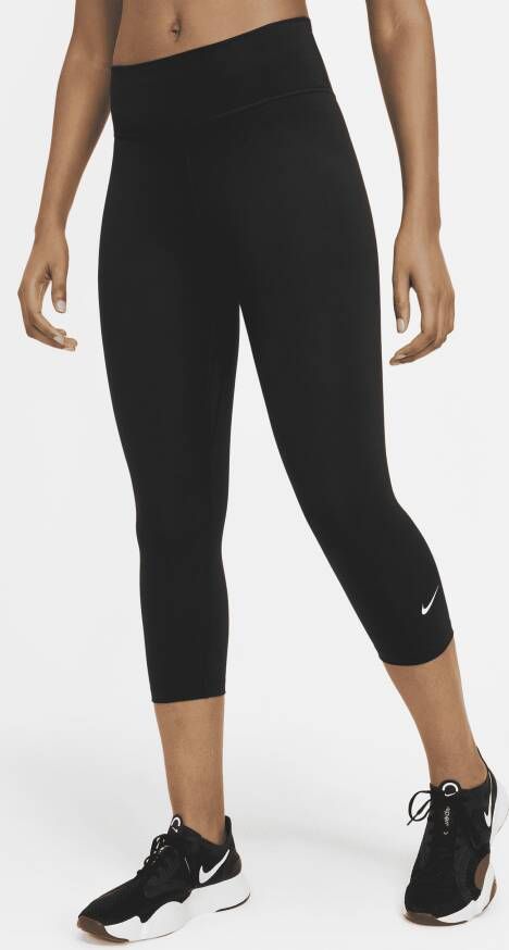 Nike One Caprilegging met halfhoge taille voor dames Zwart
