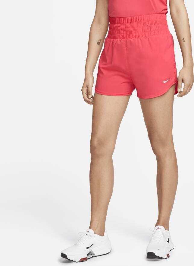 Nike One Dri-FIT damesshorts met ultrahoge taille en binnenbroekje (8 cm) Rood