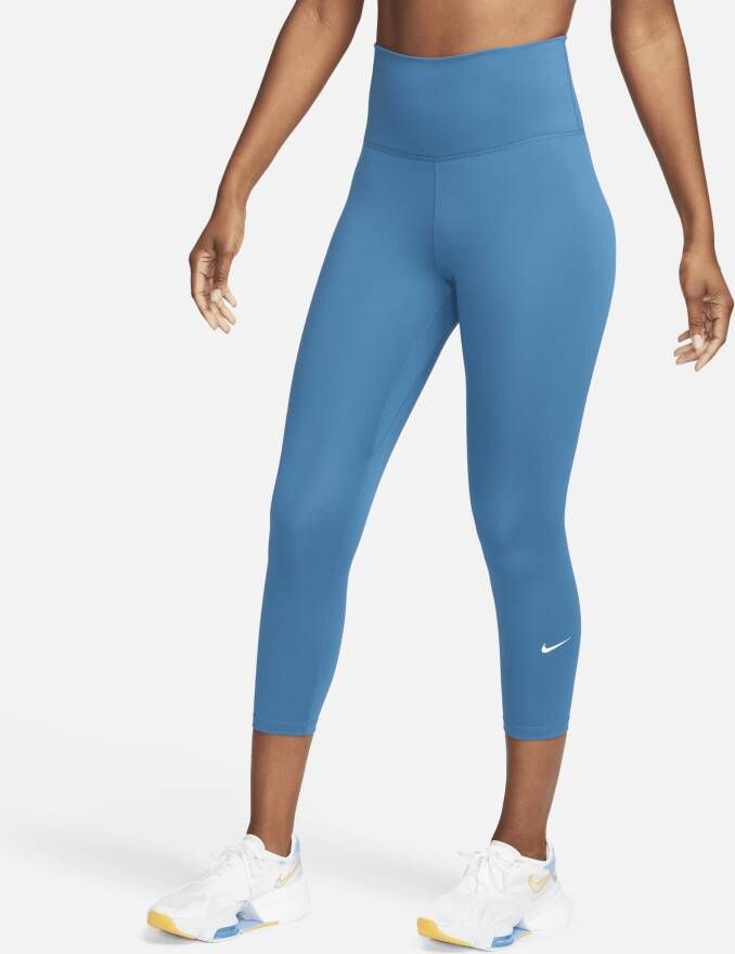 Nike One Korte legging met hoge taille voor dames Blauw