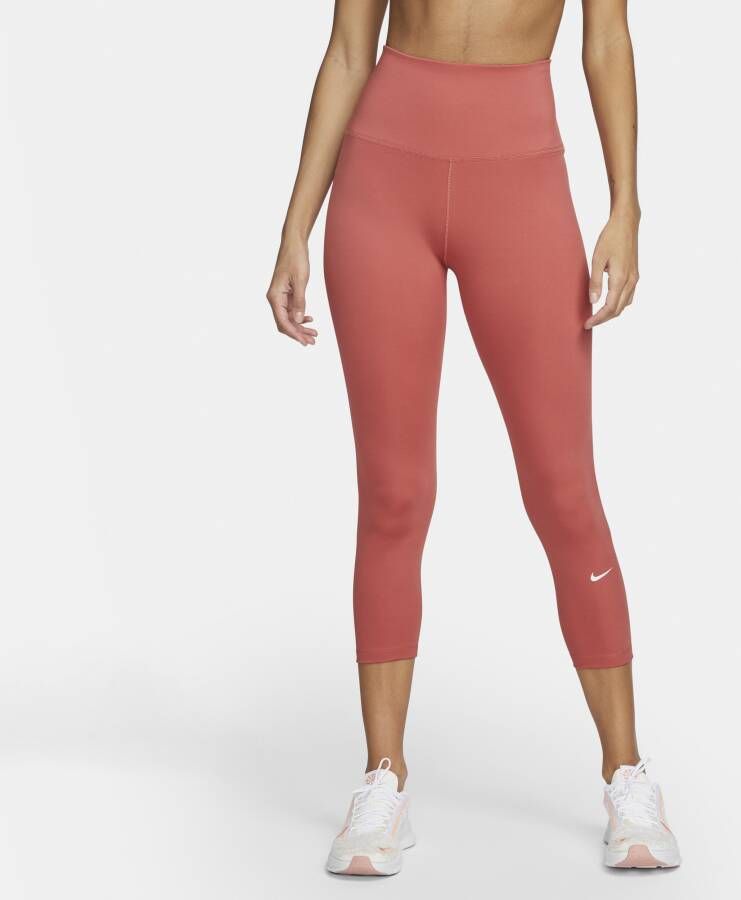 Nike One Korte legging met hoge taille voor dames Rood