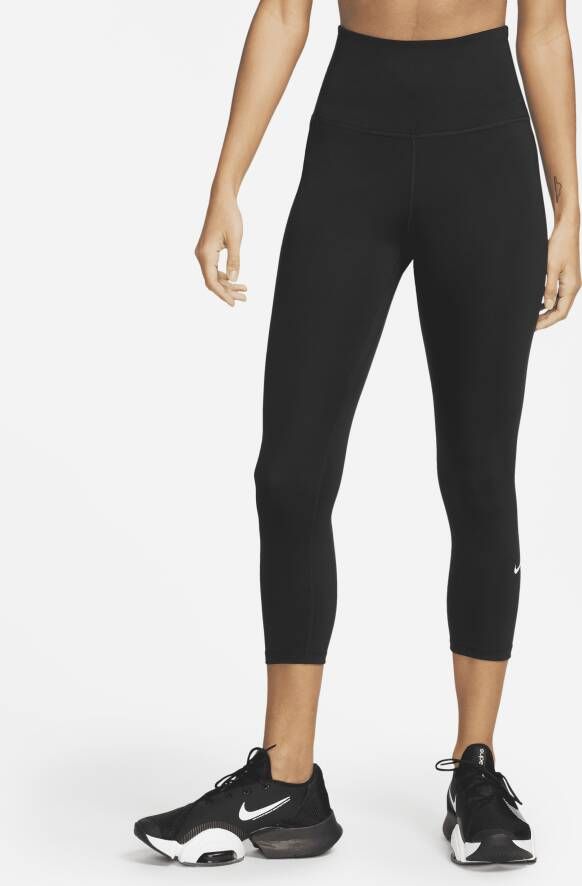 Nike One Korte legging met hoge taille voor dames Zwart