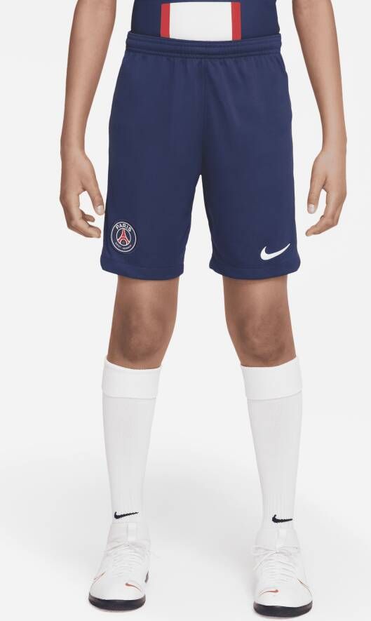 Nike Paris Saint-Germain 2022 23 Stadium Thuis voetbalshorts met Dri-FIT voor kids Blauw