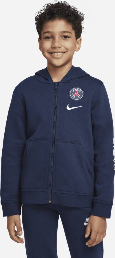 Nike Paris Saint-Germain Fleecehoodie met rits voor kids Blauw