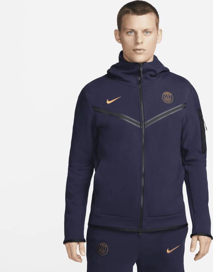 Nike Paris Saint-Germain Tech Fleece Windrunner hoodie met rits over de hele lengte voor heren Blauw