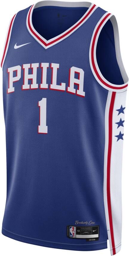 Nike Philadelphia 76ers Icon Edition 2022 23 Swingman NBA-jersey met Dri-FIT Blauw