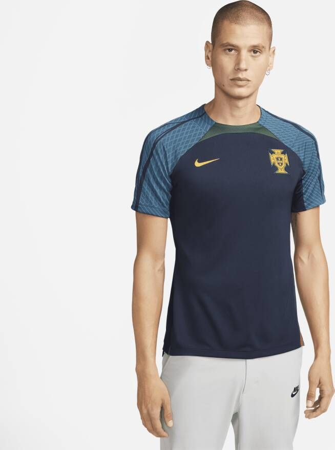 Nike Portugal Strike voetbaltop met Dri-FIT en korte mouwen voor heren Blauw