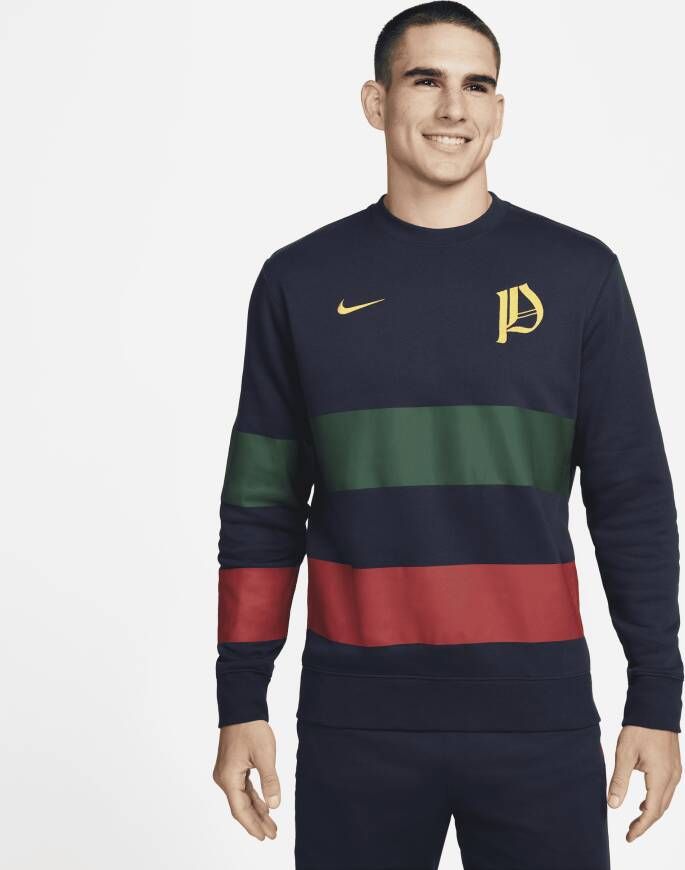 Nike Portugal Sweatshirt van fleece met ronde hals voor heren Blauw