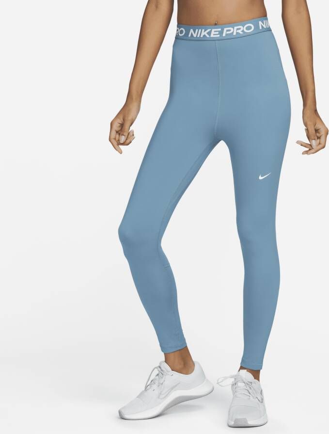 Nike Pro 365 7 8-legging met mesh vlak en hoge taille voor dames Blauw