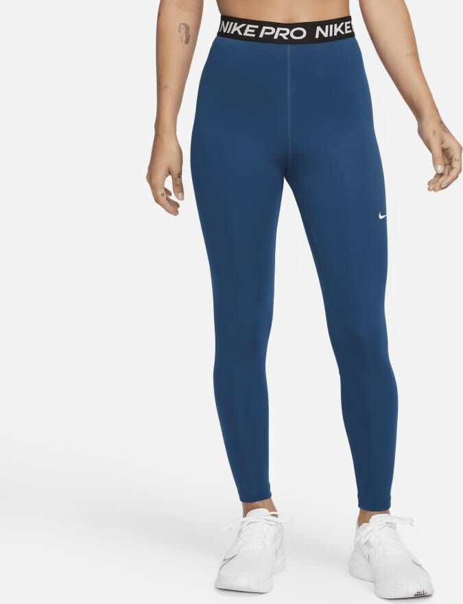 Nike Pro 365 7 8-legging met mesh vlak en hoge taille voor dames Blauw