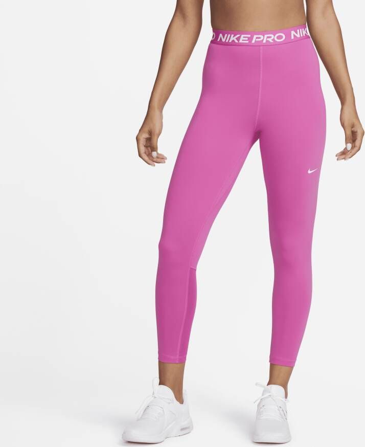 Nike Pro 365 7 8-legging met mesh vlak en hoge taille voor dames Roze