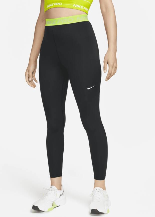 Nike Pro 365 7 8-legging met mesh vlak en hoge taille voor dames Zwart