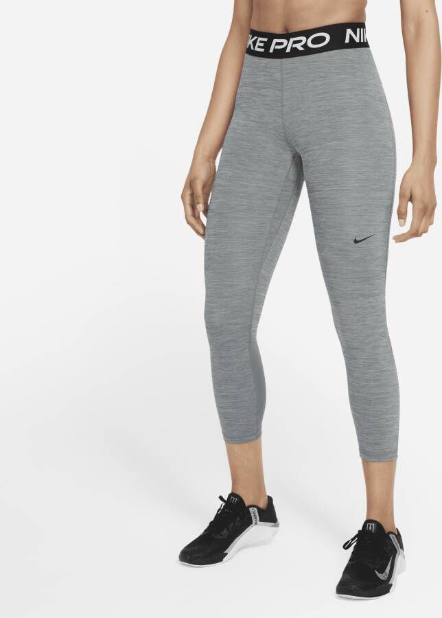 Nike Pro 365 Crop-legging met mesh vlakken en halfhoge taille voor dames Grijs