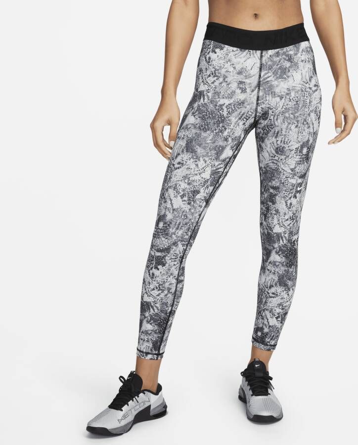 Nike Pro 7 8-trainingslegging met print en halfhoge taille voor dames Zwart
